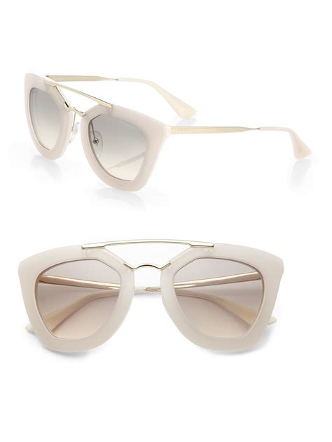 prada white framed sunglasses|white prada sunglasses women's.